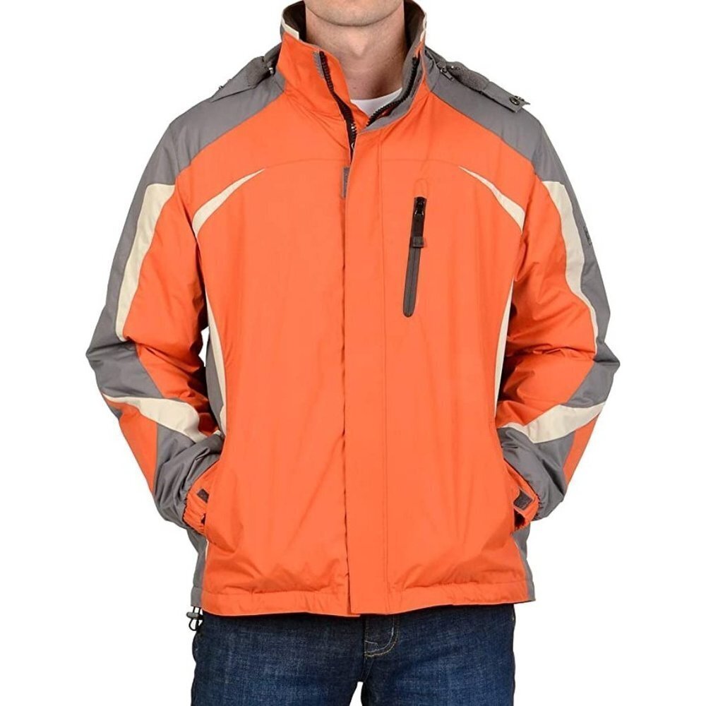 CHAPS MEN'S WATER RESISTANT FLEECE-LINED HOODED JACKET /COAT LG NWT